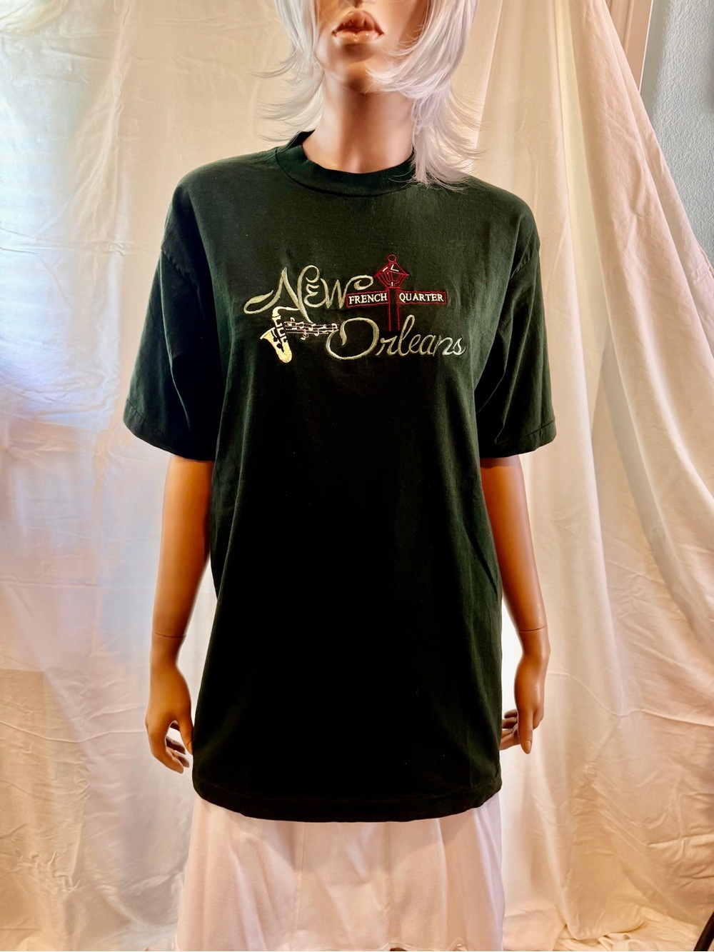 New Orleans French Quarter Embroidered Black Men's Short Sleeve Tee